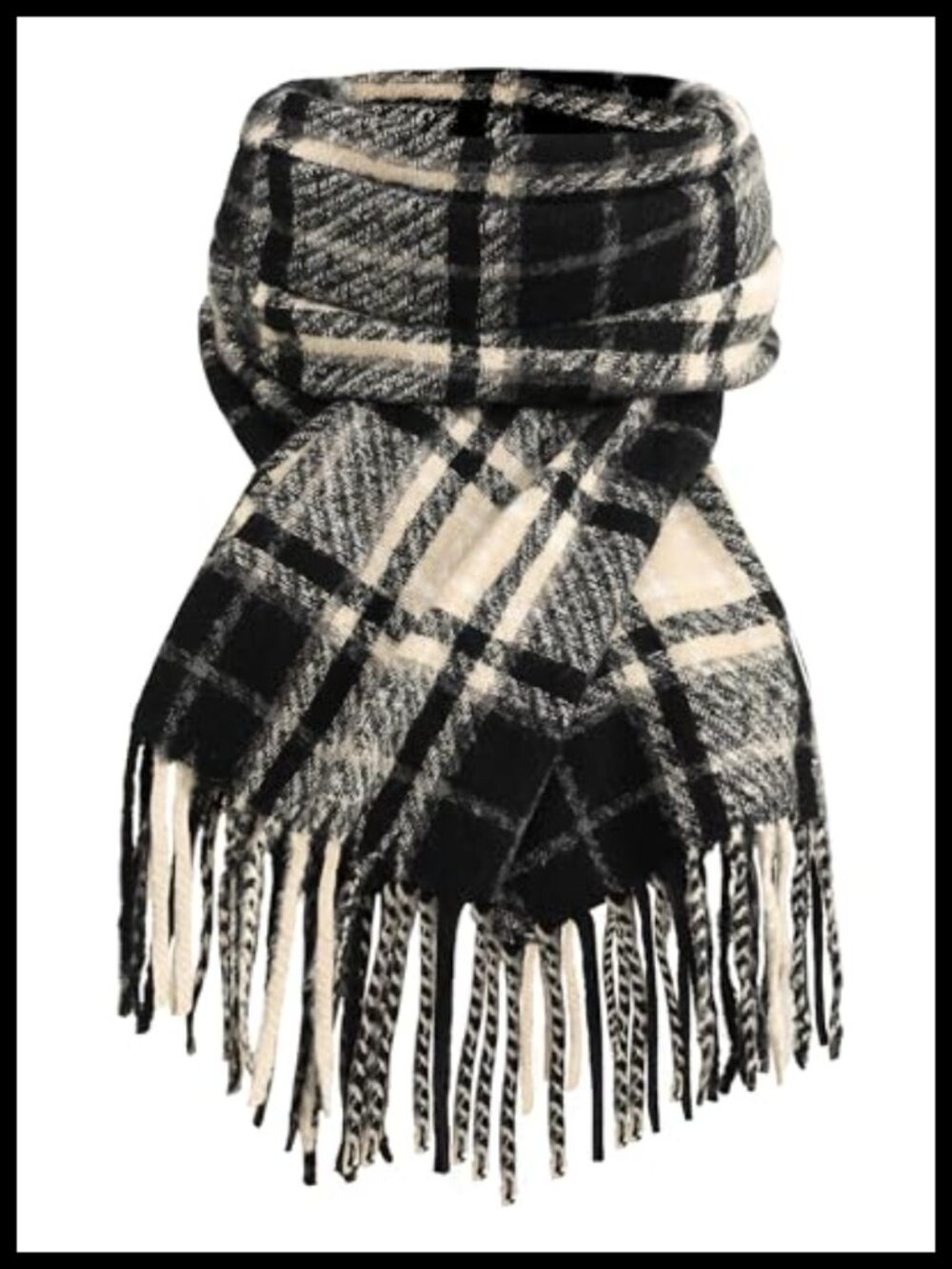 Women Long Plaid Winter Scarf Oversized Shawl Wrap Tassels Polyester